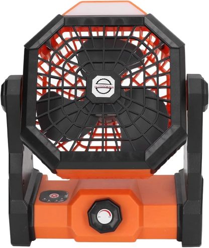 Rechargeable Camping Fan with LED Light - Long Battery Life Outdoor USB Desk Fan