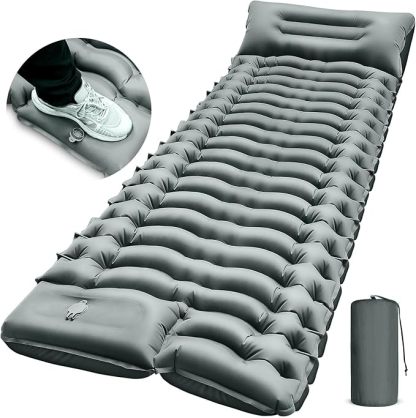 Ultralight Camping Pad with Pillow, Built-in Foot Pump, Inflatable Sleeping Pad, Compact Size for Camping, Backpacking, Hiking and Traveling