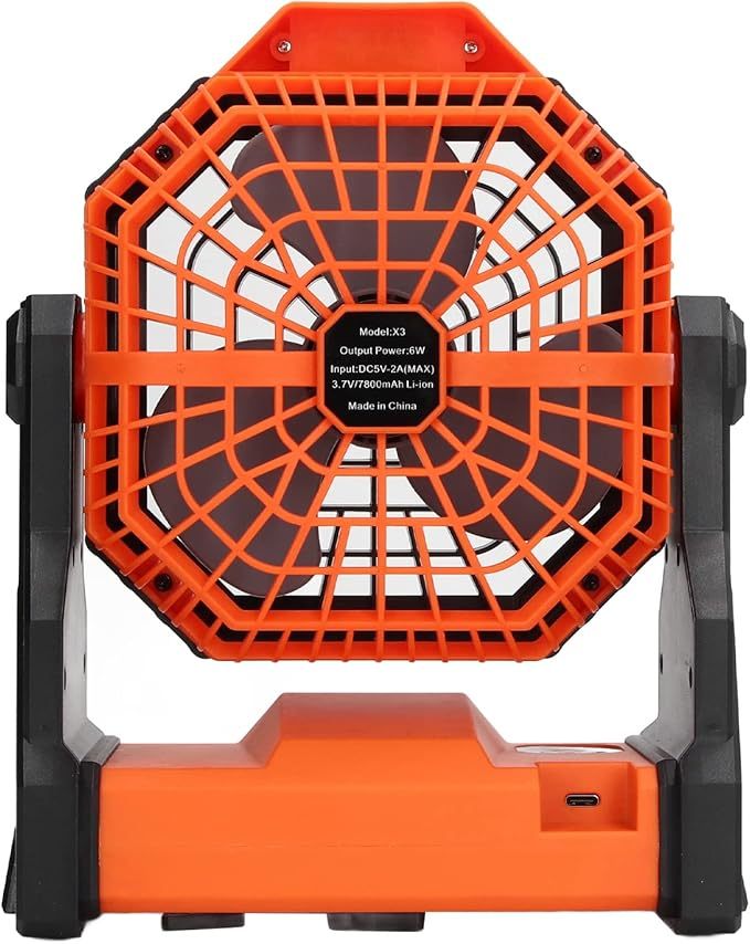 Rechargeable Camping Fan with LED Light - Long Battery Life Outdoor USB Desk Fan