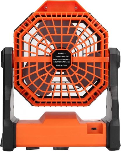 Rechargeable Camping Fan with LED Light - Long Battery Life Outdoor USB Desk Fan