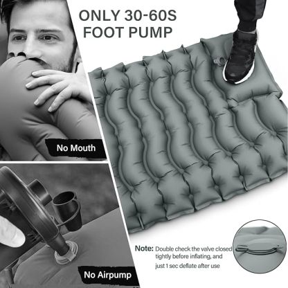 Ultralight Camping Pad with Pillow, Built-in Foot Pump, Inflatable Sleeping Pad, Compact Size for Camping, Backpacking, Hiking and Traveling