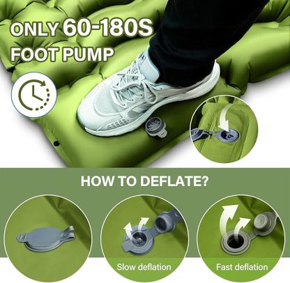 Double Sleeping Pad - 2 Person with Pillow Built-in Foot Pump Inflatable Sleeping Mat for Backpacking, Hiking, Traveling, Tent, Portable Camping Mat