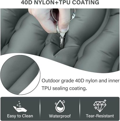Ultralight Camping Pad with Pillow, Built-in Foot Pump, Inflatable Sleeping Pad, Compact Size for Camping, Backpacking, Hiking and Traveling