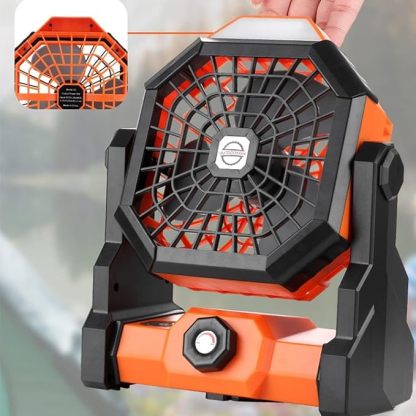 Rechargeable Camping Fan with LED Light - Long Battery Life Outdoor USB Desk Fan