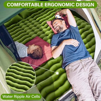 Double Sleeping Pad - 2 Person with Pillow Built-in Foot Pump Inflatable Sleeping Mat for Backpacking, Hiking, Traveling, Tent, Portable Camping Mat