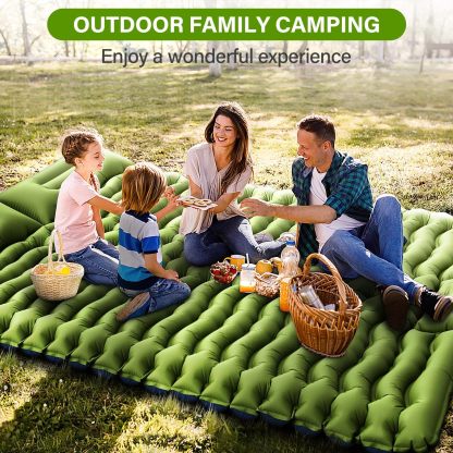 Double Sleeping Pad - 2 Person with Pillow Built-in Foot Pump Inflatable Sleeping Mat for Backpacking, Hiking, Traveling, Tent, Portable Camping Mat
