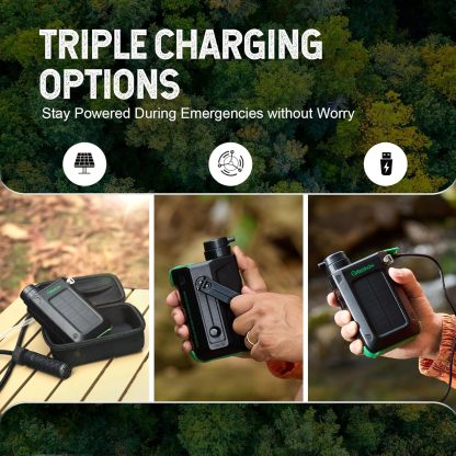 Electric Portable Water Filter Camping - Solar Powered, Hand Crank, USB Charging, Water Purifier Survival with Emergency Light for Hiking Backpacking Travel Outdoor, Phone Charger