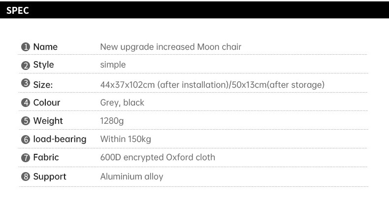 Outdoor Folding Chair Heighten Moon Chair Portable Camping Fishing Chair Leisure Beach Chair Back Chair