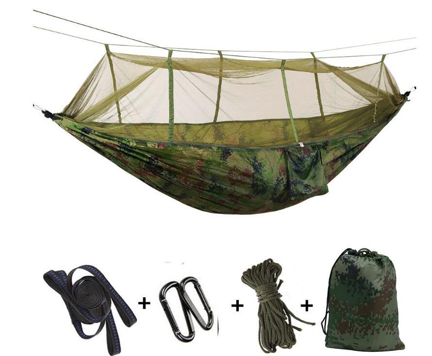 1-2 Person Outdoor Mosquito Net Parachute Hammock Camping Hanging Sleeping Bed Swing Portable  Double  Chair Hamac Army Green
