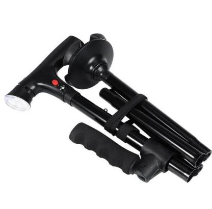 Collapsible Telescopic Cane Folding Crutch LED Lightweight Safety Walking Stick Gifts for The Elder