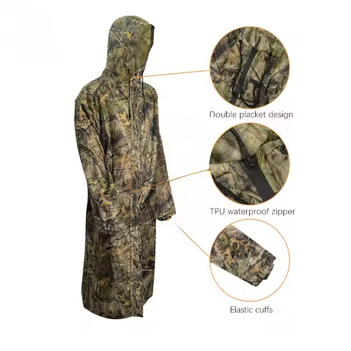 Long Sleeve Waterproof Raincoats Breathable Camouflage Motorcycle Poncho Tactical Camping Hiking Hunting Gear Rainwear