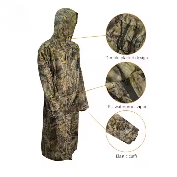 Long Sleeve Waterproof Raincoats Breathable Camouflage Motorcycle Poncho Tactical Camping Hiking Hunting Gear Rainwear