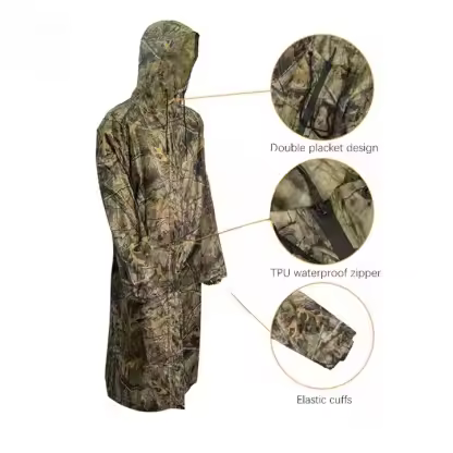 Long Sleeve Waterproof Raincoats Breathable Camouflage Motorcycle Poncho Tactical Camping Hiking Hunting Gear Rainwear