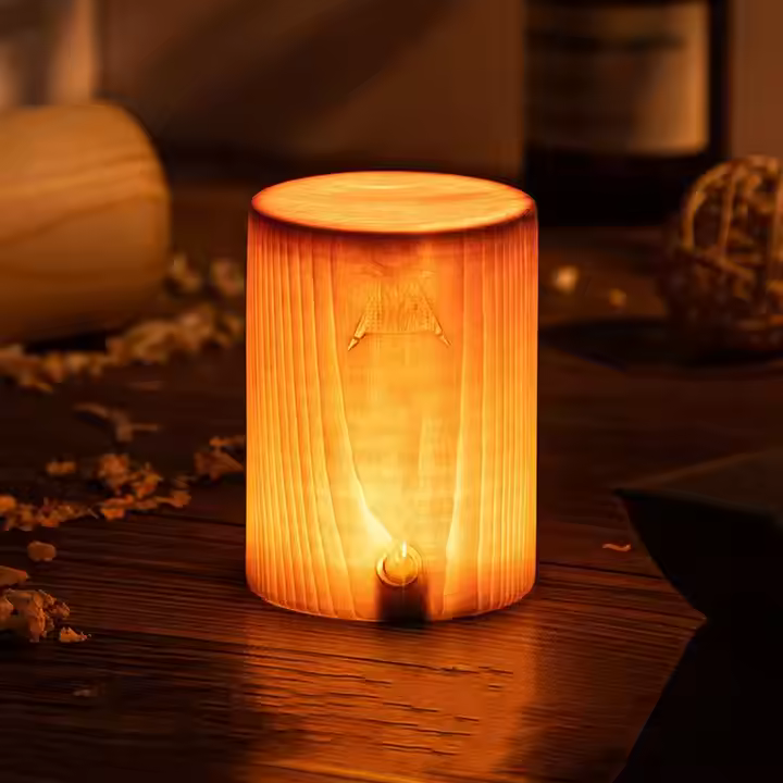 Creative Hand Making Cafe Atmosphere Light Outdoor Camping Night Light LED Touch Control Wood Table Lamp for Restaurant Bar
