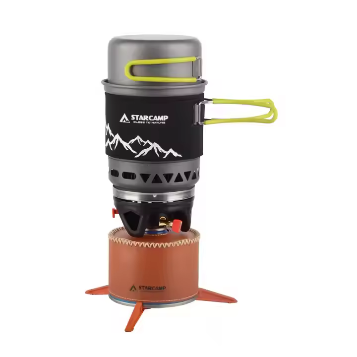STARCAMP 1000+500ml Outdoor Solo Backpack Hiking Camping Gas Stove Cooking System Stainless Steel and Aluminium Jet Cooker