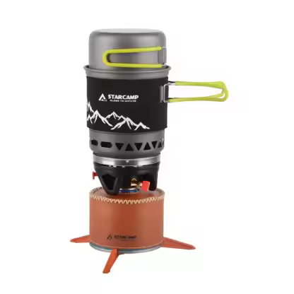 STARCAMP 1000+500ml Outdoor Solo Backpack Hiking Camping Gas Stove Cooking System Stainless Steel and Aluminium Jet Cooker