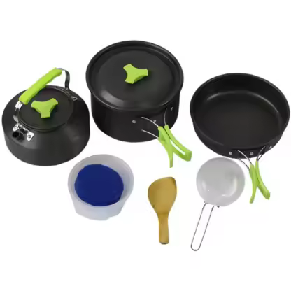 Camping Cookware Set, Camping Cooking Set Portable Mess Kit Backpacking Gear With Non-Stick Camping Pot Pans