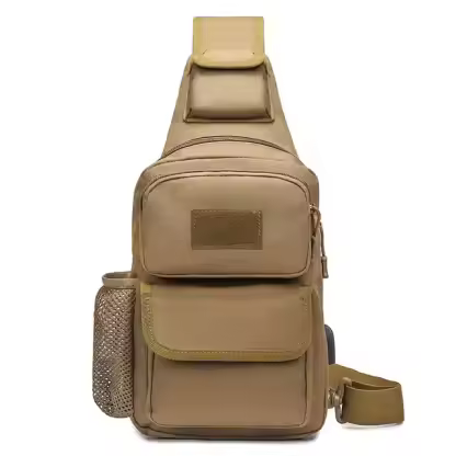 USB Charging Port Travel Crossbody Sling Bag With Bottle Holder Outdoor Men Messenger Shoulder Bag for Hiking Hunting