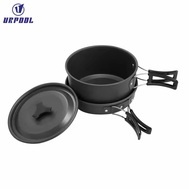 Aluminum Alloy Camping Pot Hiking Picnic Tourist Tableware Set With Folding Spoon Mini Gas Stove Outdoor Camping Trip Cookware