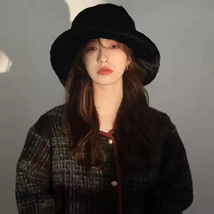 Female Warm Fashion Fleece Winter Bucket Hats Women Wide Brim Outdoor Thicken Fisherman Hat Panama