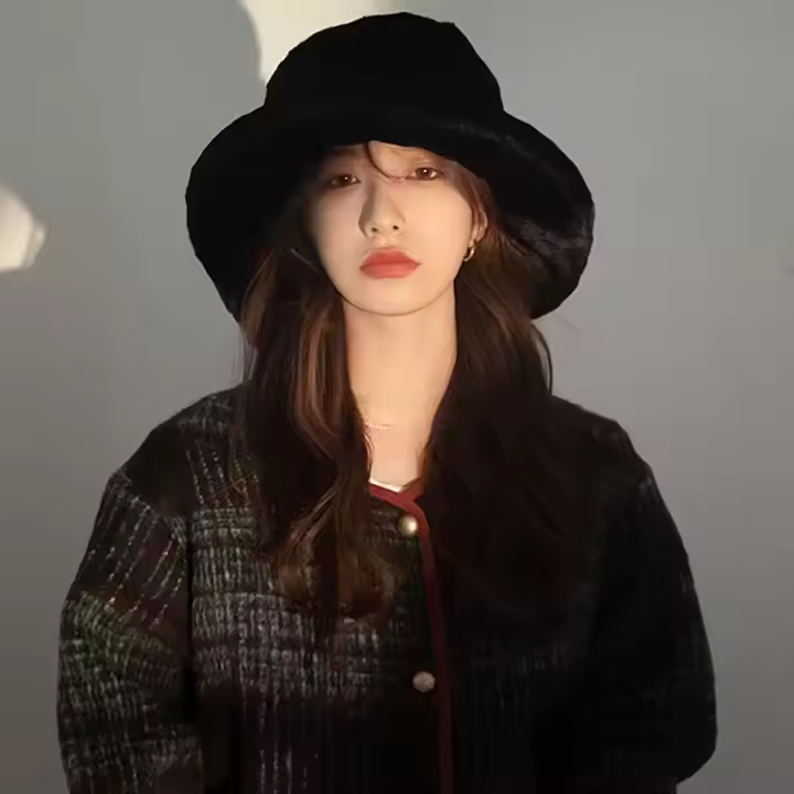 Female Warm Fashion Fleece Winter Bucket Hats Women Wide Brim Outdoor Thicken Fisherman Hat Panama