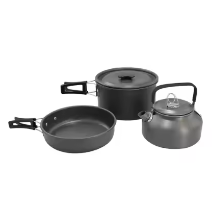 Aluminum Alloy Camping Pot Hiking Picnic Tourist Tableware Set With Folding Spoon Mini Gas Stove Outdoor Camping Trip Cookware