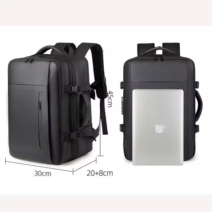 Luxury Business Waterproof Airback Outdoors Vacuum Compression Laptop Backpack Expandable Large Capacity Travel Backpack for Men