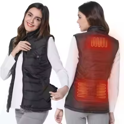 Bulk Sale Winter USB Black Girls Camping Mountaineering Running Cycle Battery Cotton Cropped Puffer Heated Vest Woman