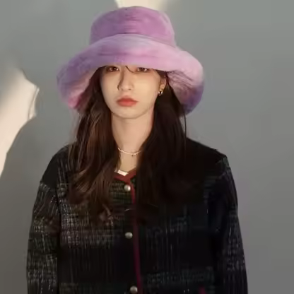 Female Warm Fashion Fleece Winter Bucket Hats Women Wide Brim Outdoor Thicken Fisherman Hat Panama