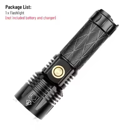 XHP90 Led High Lumen Flashlight Rechargeable 1800lm Zoomable Waterproof Camping Torch Light