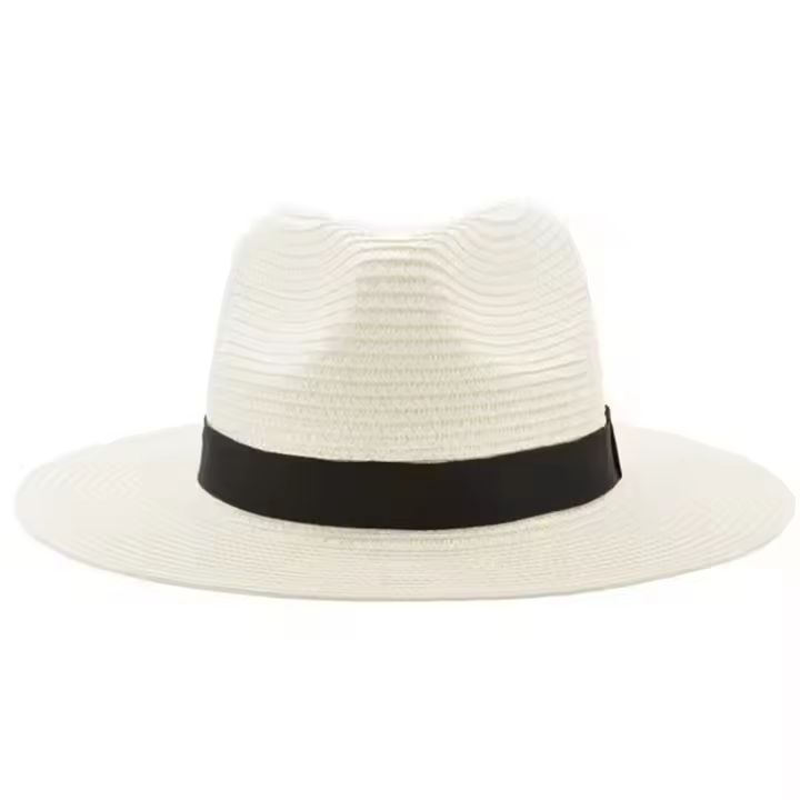 HD02 Outdoor Women Men Unisex Plain Beach Design Spring Summer Breathable Sun Straw Braid Floppy Custom Panama Fedora Straw Hat