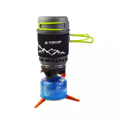 STARCAMP 1000+500ml Outdoor Solo Backpack Hiking Camping Gas Stove Cooking System Stainless Steel and Aluminium Jet Cooker