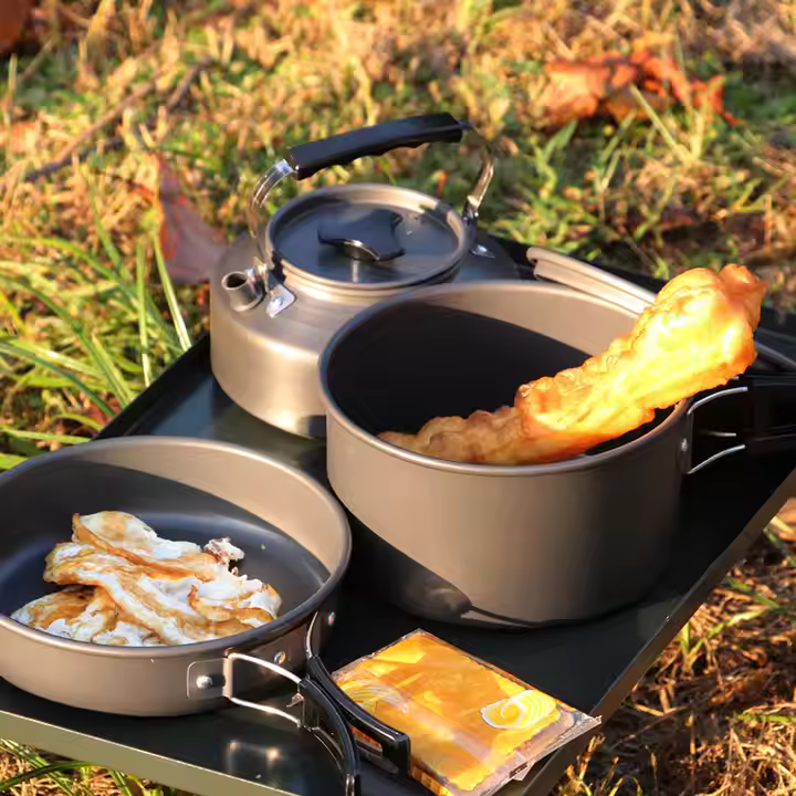 Selco Compact Camping Cookware Set Cooking Pots and Pans Kit Hiking Backpacking Lightweight Portable Camping Gear