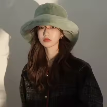 Female Warm Fashion Fleece Winter Bucket Hats Women Wide Brim Outdoor Thicken Fisherman Hat Panama