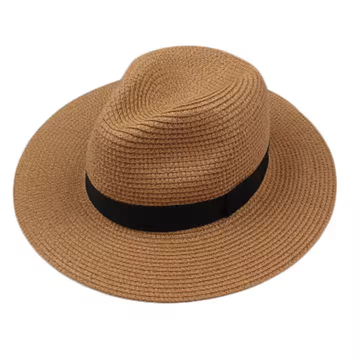 HD02 Outdoor Women Men Unisex Plain Beach Design Spring Summer Breathable Sun Straw Braid Floppy Custom Panama Fedora Straw Hat