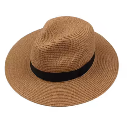 HD02 Outdoor Women Men Unisex Plain Beach Design Spring Summer Breathable Sun Straw Braid Floppy Custom Panama Fedora Straw Hat