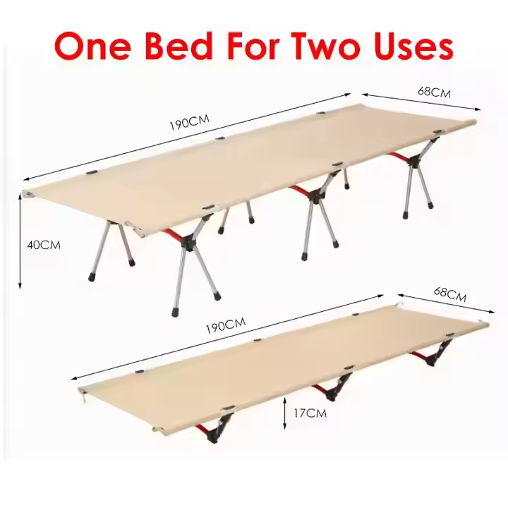 Lightweight Aluminum Frame Camping Cot Bed Modern Portable Ultralight Foldable Cot for Outdoor Hospital & Gym Use