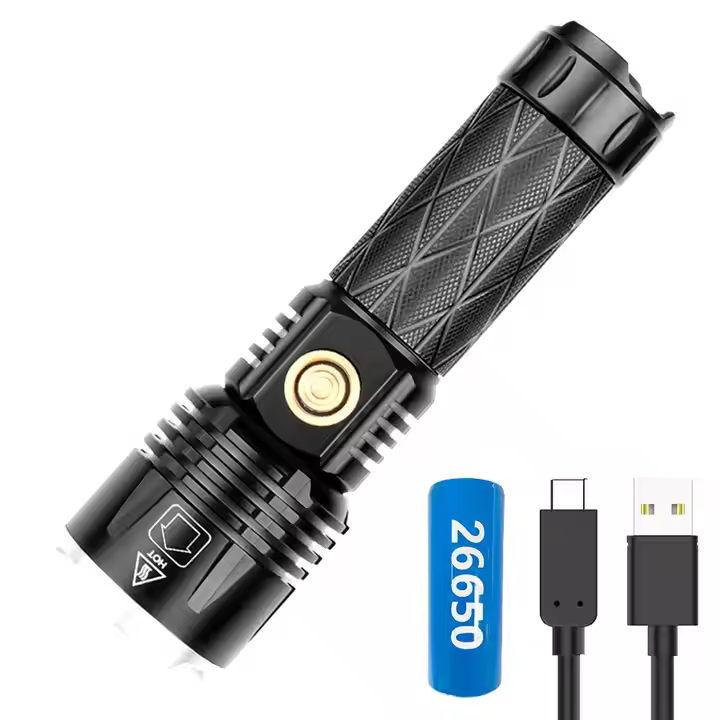 XHP90 Led High Lumen Flashlight Rechargeable 1800lm Zoomable Waterproof Camping Torch Light