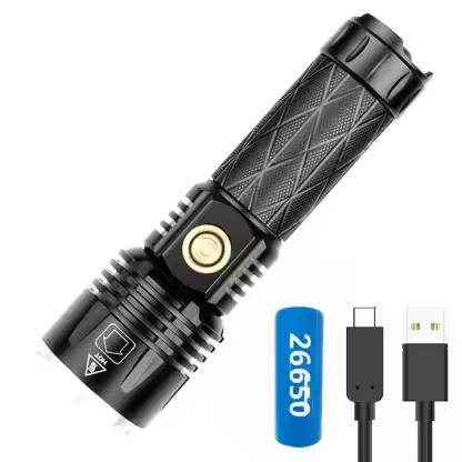 XHP90 Led High Lumen Flashlight Rechargeable 1800lm Zoomable Waterproof Camping Torch Light