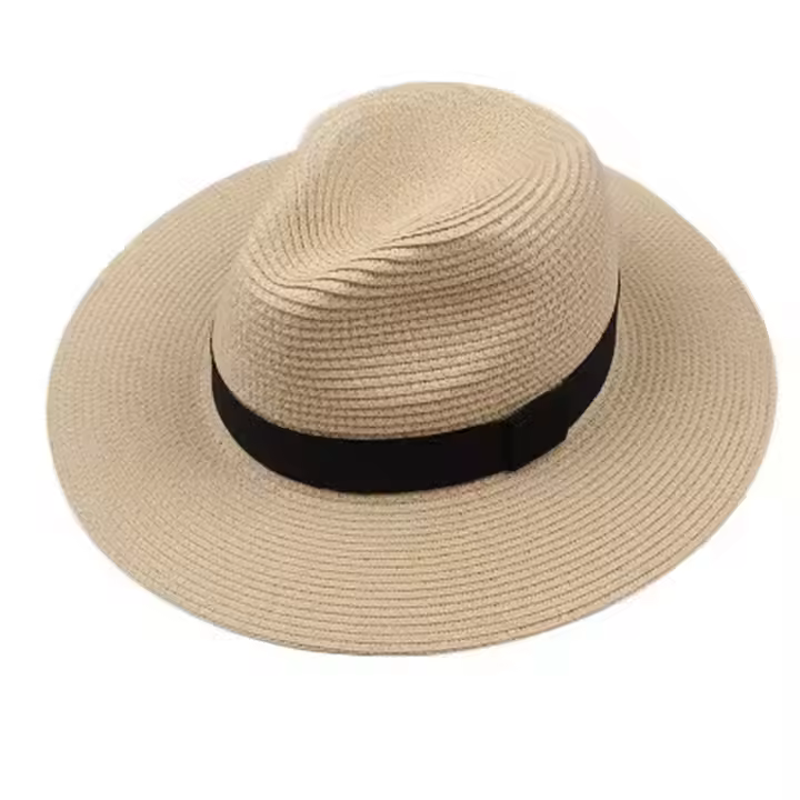 HD02 Outdoor Women Men Unisex Plain Beach Design Spring Summer Breathable Sun Straw Braid Floppy Custom Panama Fedora Straw Hat