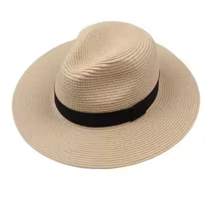 HD02 Outdoor Women Men Unisex Plain Beach Design Spring Summer Breathable Sun Straw Braid Floppy Custom Panama Fedora Straw Hat