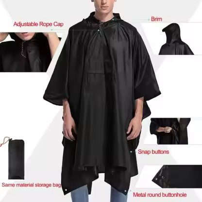 Outdoor Raincoat Women Men Hooded Long Raincoat Unisex Rain Poncho Camping Hiking Waterproof Rainwear Suit