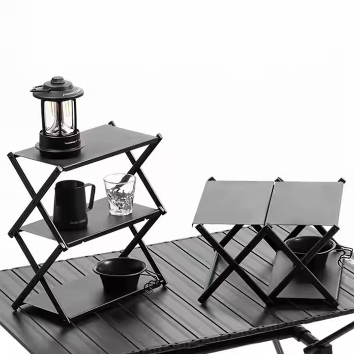 Jetshark New Multi Layer Folding Storage Rack Portable Multifunctional Desktop Storage Rack Outdoor Camping Picnic Table