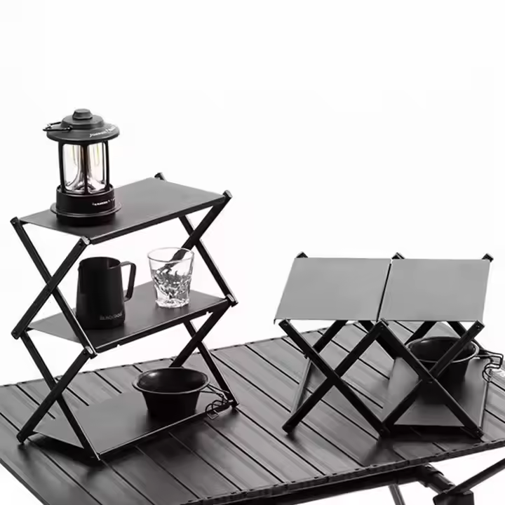 Jetshark New Multi Layer Folding Storage Rack Portable Multifunctional Desktop Storage Rack Outdoor Camping Picnic Table