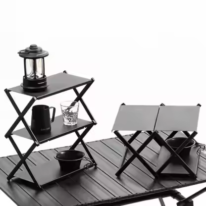 Jetshark New Multi Layer Folding Storage Rack Portable Multifunctional Desktop Storage Rack Outdoor Camping Picnic Table