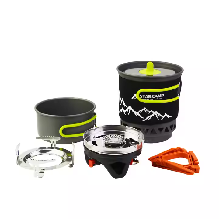 STARCAMP 1000+500ml Outdoor Solo Backpack Hiking Camping Gas Stove Cooking System Stainless Steel and Aluminium Jet Cooker