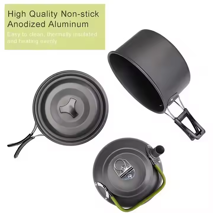 Camping Cookware Set with Stove, Portable Camping Mess Kit with Pots /Pans and Folding Fork for Outdoor/Camping/Hiking/Picnic