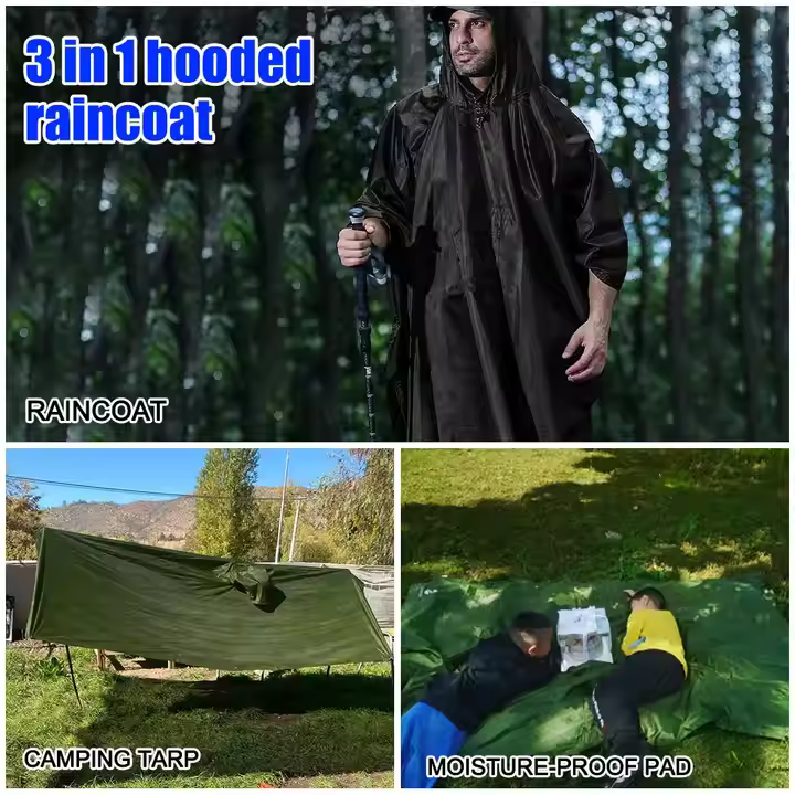 Outdoor Raincoat Women Men Hooded Long Raincoat Unisex Rain Poncho Camping Hiking Waterproof Rainwear Suit