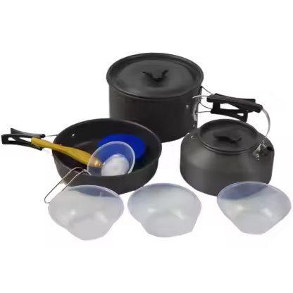 Camping Cookware Set, Camping Cooking Set Portable Mess Kit Backpacking Gear With Non-Stick Camping Pot Pans