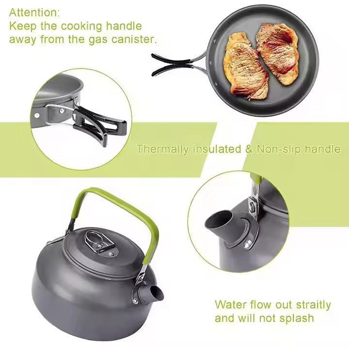 Camping Cookware Set with Stove, Portable Camping Mess Kit with Pots /Pans and Folding Fork for Outdoor/Camping/Hiking/Picnic